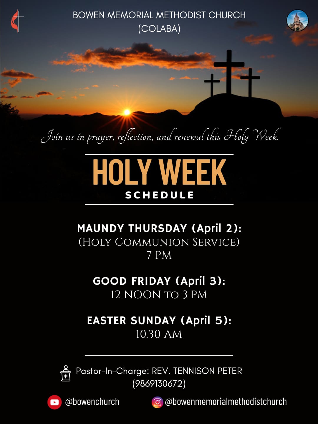 Join us in prayer, reflection, and renewal this Holy Week Holy Week Schedule